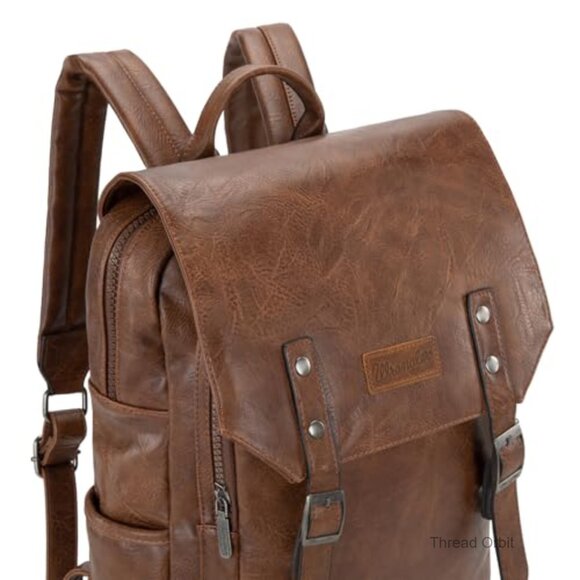 Vegan Leather Laptop Backpack with USB Port, Fits 17.3 Inch main image 4